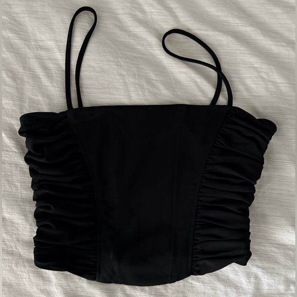 Black Ruched Bustier Tank Top - Picture 1 of 1
